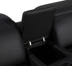 Black Italian Leather Power Reclining U Shaped Eight Piece Corner Sectional With Console