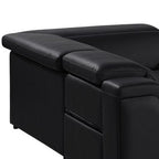 Black Italian Leather Power Reclining U Shaped Eight Piece Corner Sectional With Console