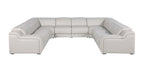 Light Gray Italian Leather Power Reclining U Shaped Eight Piece Corner Sectional With Console