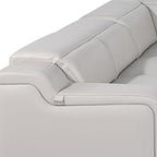 Light Gray Italian Leather Power Reclining U Shaped Eight Piece Corner Sectional With Console