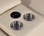 Beige Italian Leather Power Reclining U Shaped Eight Piece Corner Sectional With Console