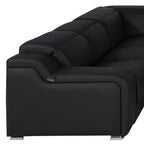 Black Italian Leather Power Reclining U Shaped Eight Piece Corner Sectional With Console
