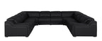 Black Italian Leather Power Reclining U Shaped Eight Piece Corner Sectional With Console