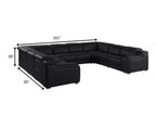 Black Italian Leather Power Reclining U Shaped Eight Piece Corner Sectional With Console
