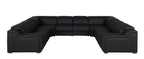 Black Italian Leather Power Reclining U Shaped Eight Piece Corner Sectional With Console