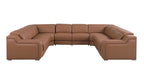 Chestnut Italian Leather Power Reclining U Shaped Eight Piece Corner Sectional With Console
