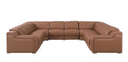 Chestnut Italian Leather Power Reclining U Shaped Eight Piece Corner Sectional With Console