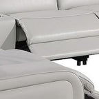 Light Gray Italian Leather Power Reclining U Shaped Ten Piece Corner Sectional With Console