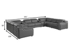 Dark Gray Italian Leather Power Reclining U Shaped Ten Piece Corner Sectional With Console
