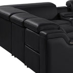 Black Italian Leather Power Reclining U Shaped Ten Piece Corner Sectional With Console