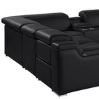 Black Italian Leather Power Reclining U Shaped Ten Piece Corner Sectional With Console