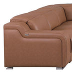 Chestnut Italian Leather Power Reclining U Shaped Ten Piece Corner Sectional With Console
