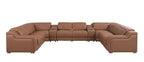 Chestnut Italian Leather Power Reclining U Shaped Ten Piece Corner Sectional With Console