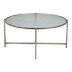 41" Silver Glass and Steel Round Cross Legs Coffee Table