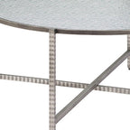 41" Silver Glass and Steel Round Cross Legs Coffee Table