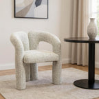 Gray Upholstery And Solid Wood Open Back Dining Arm Chair