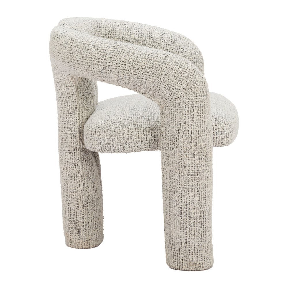 Gray Upholstery And Solid Wood Open Back Dining Arm Chair