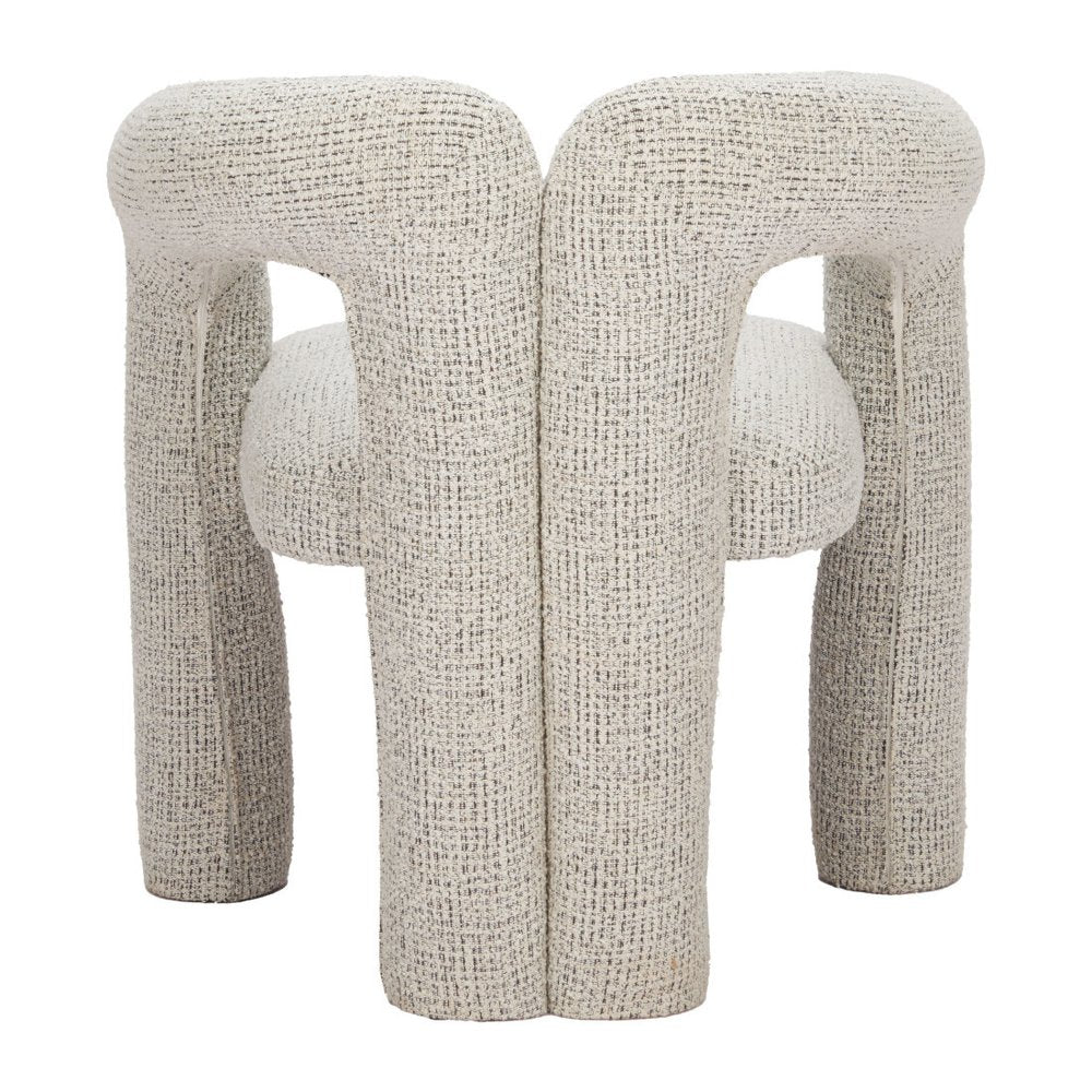 Gray Upholstery And Solid Wood Open Back Dining Arm Chair