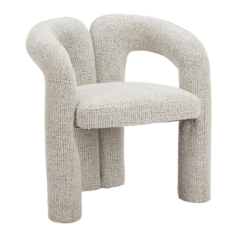 Gray Upholstery And Solid Wood Open Back Dining Arm Chair