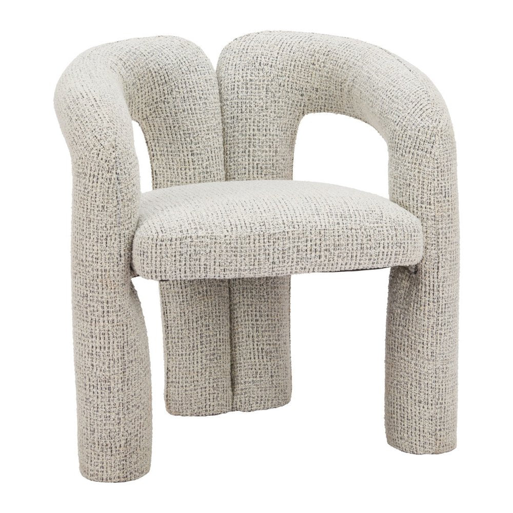 Gray Upholstery And Solid Wood Open Back Dining Arm Chair