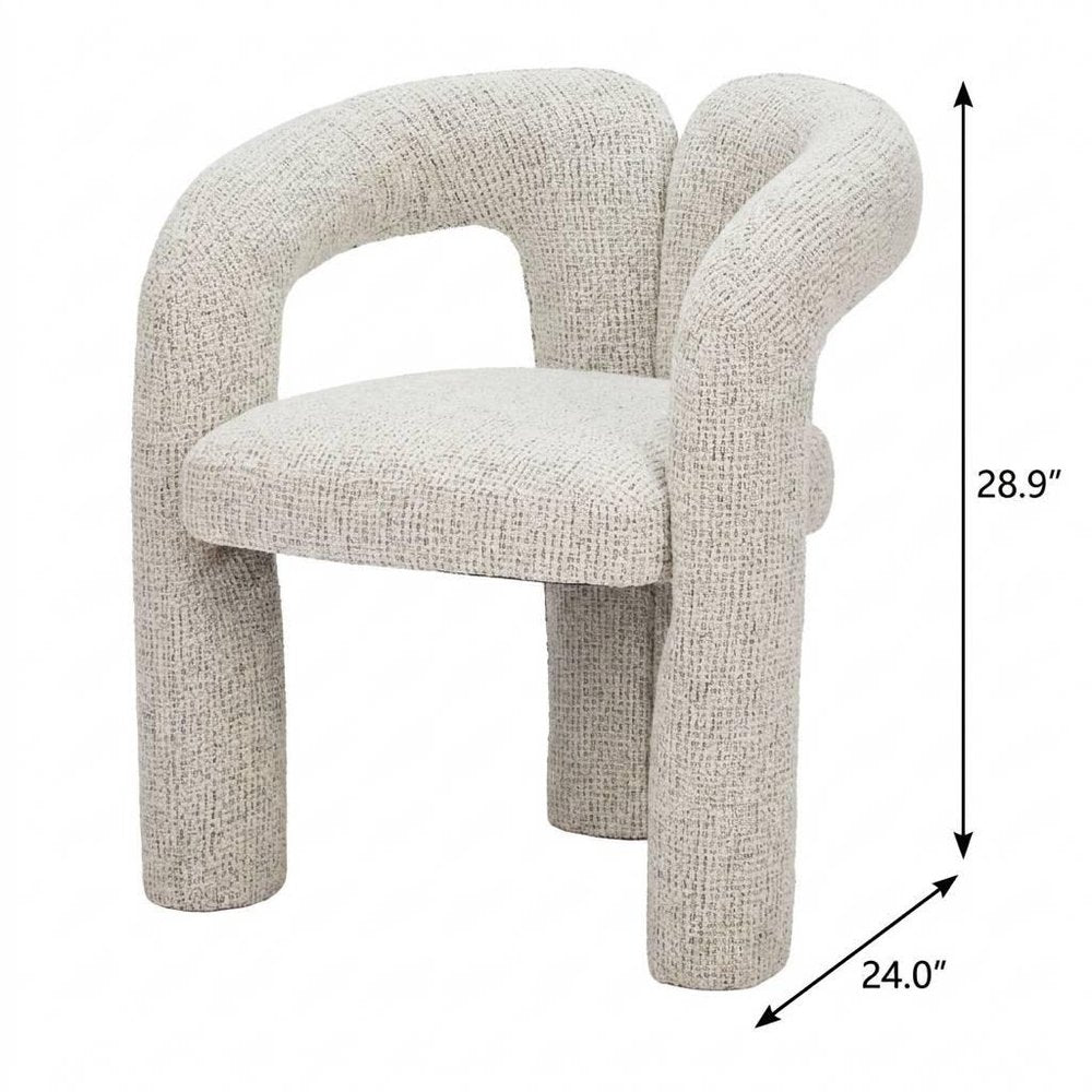 Gray Upholstery And Solid Wood Open Back Dining Arm Chair