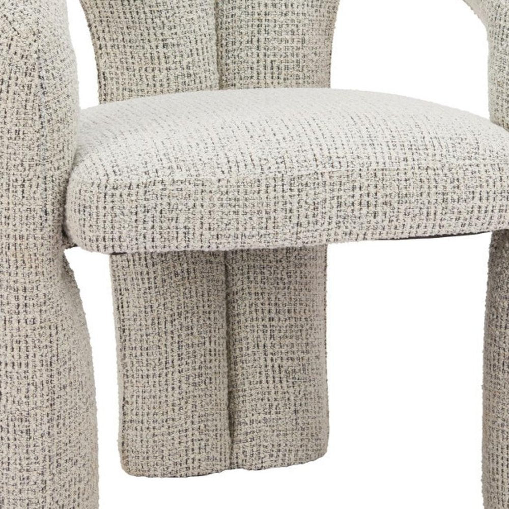 Gray Upholstery And Solid Wood Open Back Dining Arm Chair