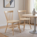 Set of Two Black Solid Wood Windsor Back Dining Side Chairs