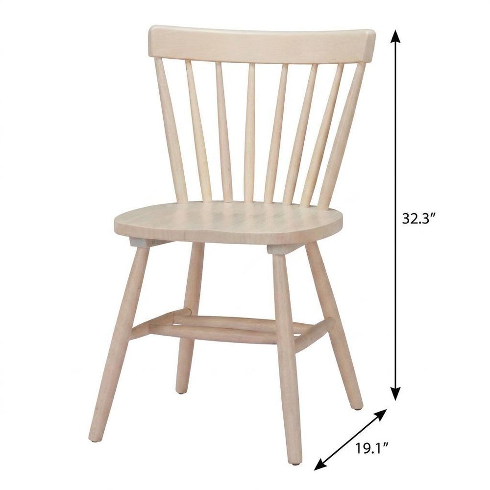 Set of Two Black Solid Wood Windsor Back Dining Side Chairs
