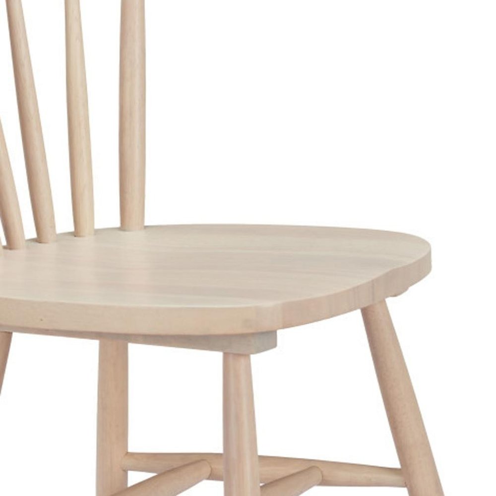 Set of Two Black Solid Wood Windsor Back Dining Side Chairs
