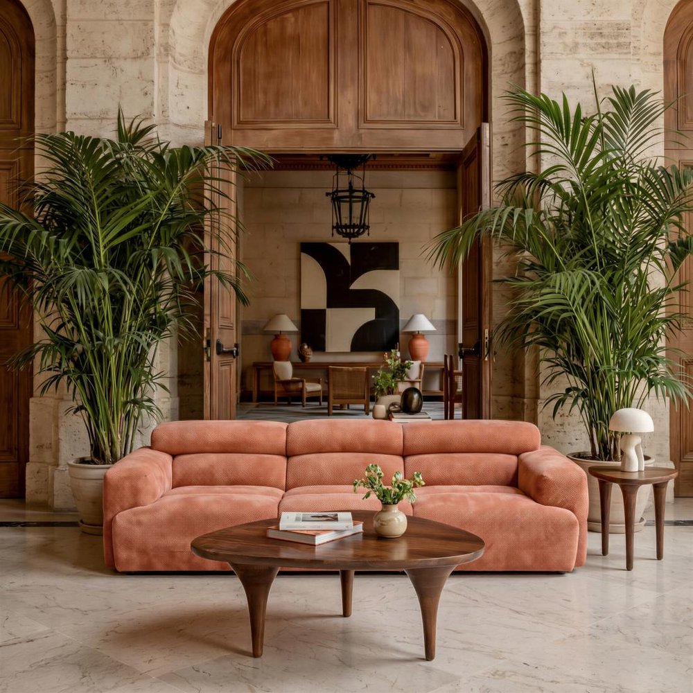 108" Orange Upholstered Modular Sofa