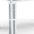 31" Silver Mirrored Glass And Faux Crystal Dining Table