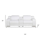 103" White Italian Leather Reclining USB Sofa