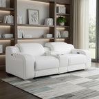 103" White Italian Leather Reclining USB Sofa