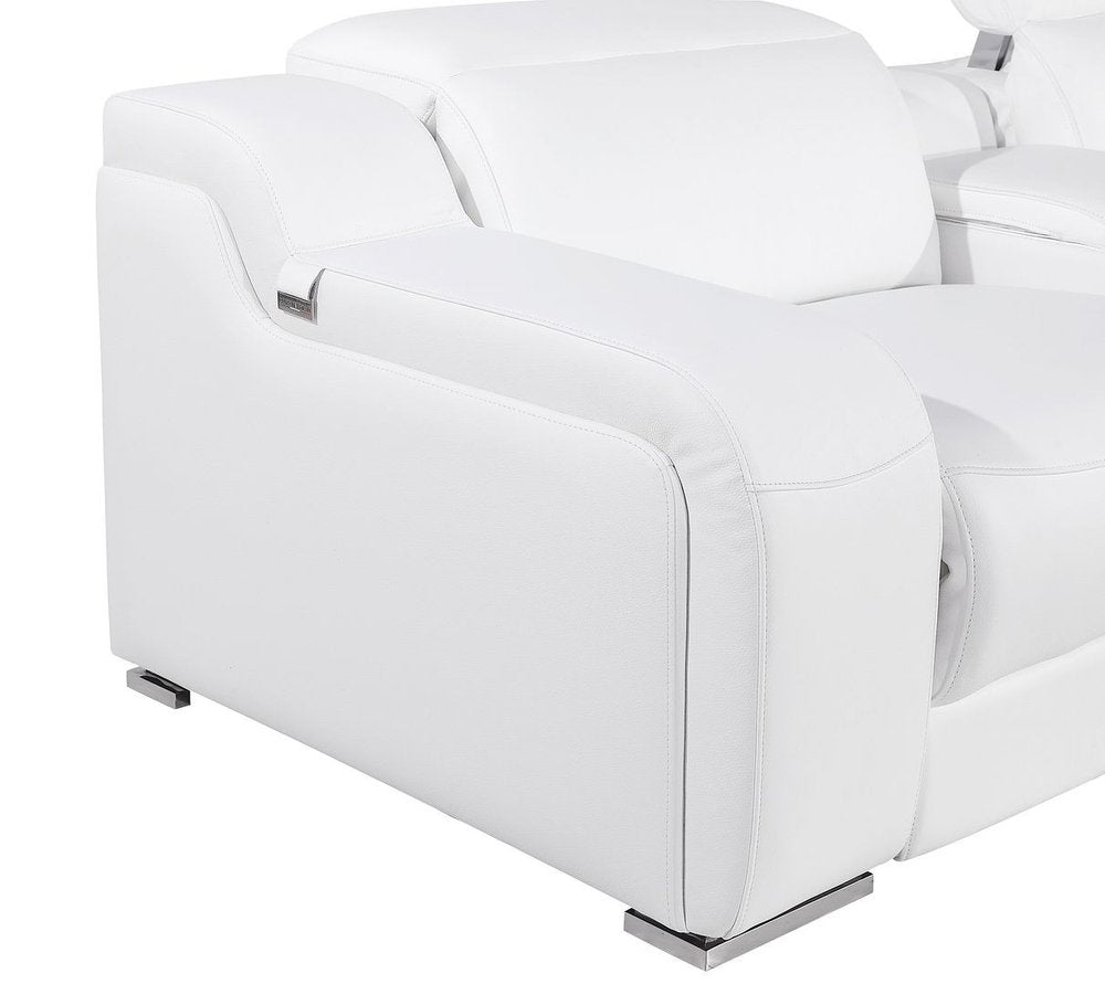 103" Beige Italian Leather Reclining USB Sofa