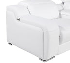103" White Italian Leather Reclining USB Sofa