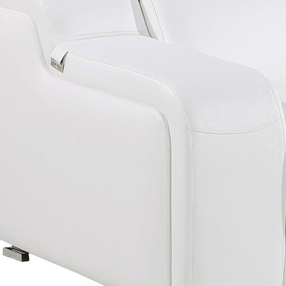 103" Beige Italian Leather Reclining USB Sofa