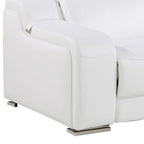 103" White Italian Leather Reclining USB Sofa