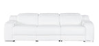 103" White Italian Leather Reclining USB Sofa