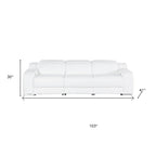 103" White Italian Leather Reclining USB Sofa