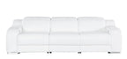 103" White Italian Leather Reclining USB Sofa