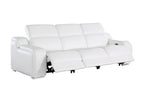 103" White Italian Leather Reclining USB Sofa