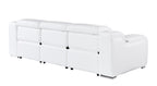 103" White Italian Leather Reclining USB Sofa