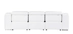 103" White Italian Leather Reclining USB Sofa