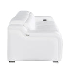 103" White Italian Leather Reclining USB Sofa