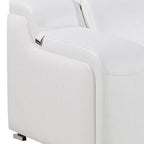 129" White Italian Leather Reclining USB Sofa And Storage