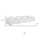 169" White Italian Leather Reclining USB and Wireless Charger Sofa And Storage