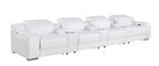169" White Italian Leather Reclining USB and Wireless Charger Sofa And Storage