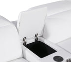 169" White Italian Leather Reclining USB and Wireless Charger Sofa And Storage