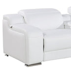 169" White Italian Leather Reclining USB and Wireless Charger Sofa And Storage