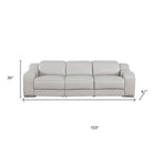 103" White Italian Leather Reclining USB Sofa